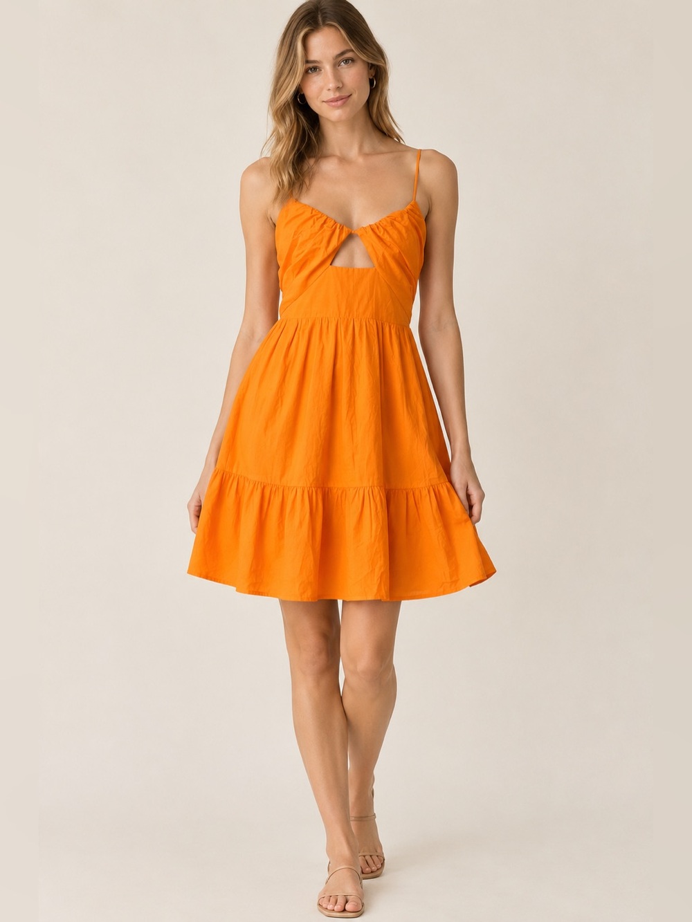 Rails Chrissy Cotton Keyhole Tangerine Orange Mini Dress size Small
